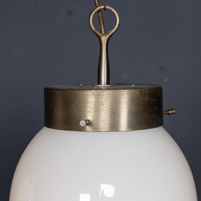 White Vintage Italian Delta Opaline Pendant Lights by Sergio Mazza for Artemide, 1960s, Set of 2 For Sale - Image 8 of 17