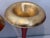 Pair of Alan Lee Collection Metallic Red & Gold Leaf Glass Trumpet Vases - Staggered Set For Sale - Image 4 of 12