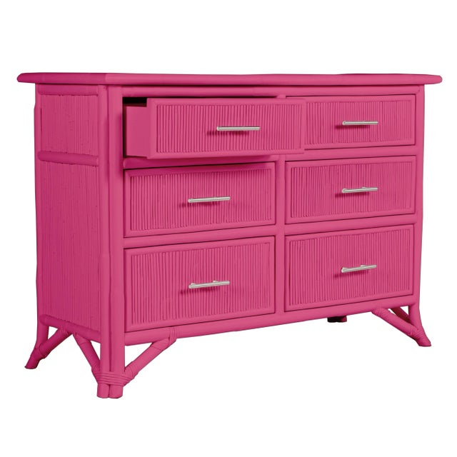 Coastal Aruba Six-Drawer Dresser - Bright Pink For Sale - Image 3 of 8