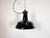 Industrial black enamel pendant light made by Elektrosvit in former Czechoslovakia during the 1950s. White enamel inside...