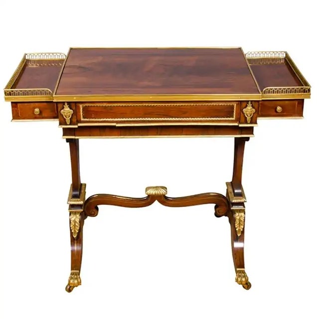 Pair of Fine Regency Rosewood and Bronze Mounted Writing / Games Table For Sale In Boston - Image 6 of 17