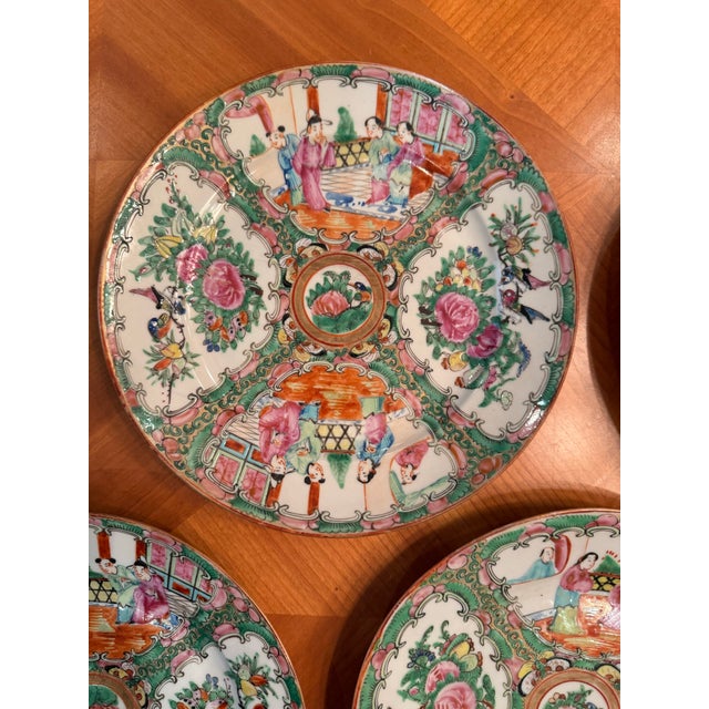 Vintage Set of 7 Famille Rose Plates For Sale - Image 10 of 11