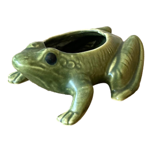 Vintage Boho Glazed Ceramic Frog Planter