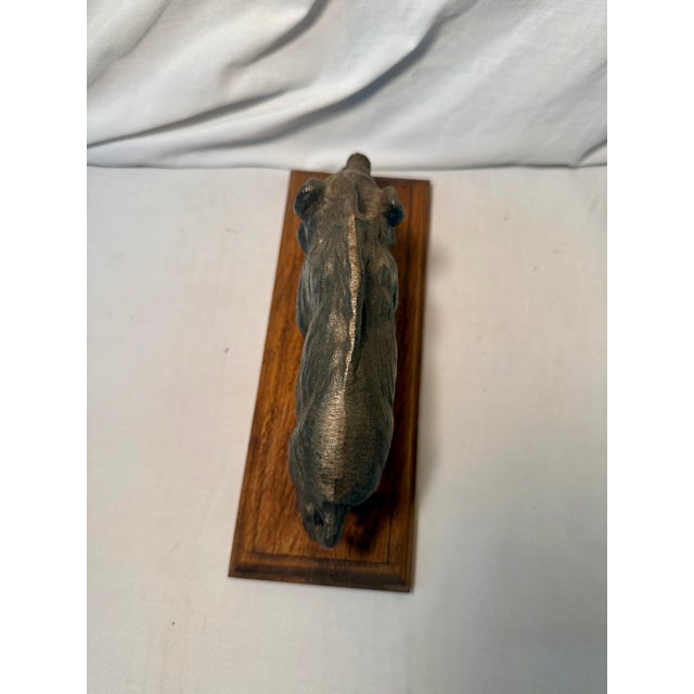 Mid 20th Century Vintage, French, Bronze, Boar Sculpture, Wood Mounted For Sale - Image 5 of 8