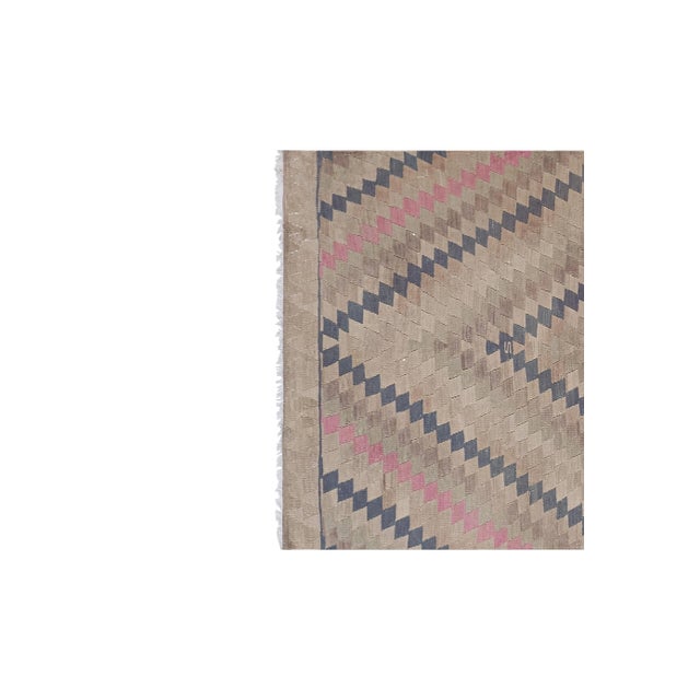 1960s Turkish Faded Geometric Kilim Rug 4'11'' X 11'6'' For Sale - Image 5 of 12