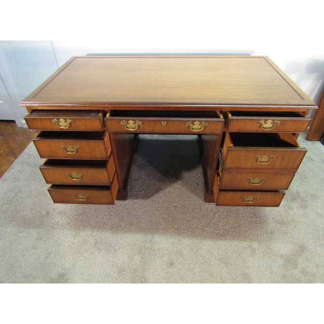 1970s Kittinger Solid Mahogany Executives Desk For Sale - Image 5 of 10