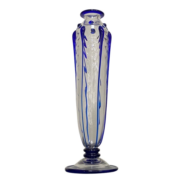 Art Deco St. Louis France Art Verrier Cobalt Crystal Bud Vase For Sale