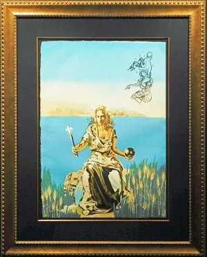 1980s Salvador Dali"Coronation of Gala" Hand Signed Original Lithograph, Framed