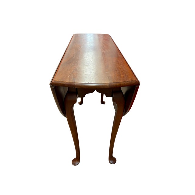 Vintage Queen Anne-Style Mahogany Drop-Leaf Console & Dining Table, C. 1940 For Sale - Image 4 of 10
