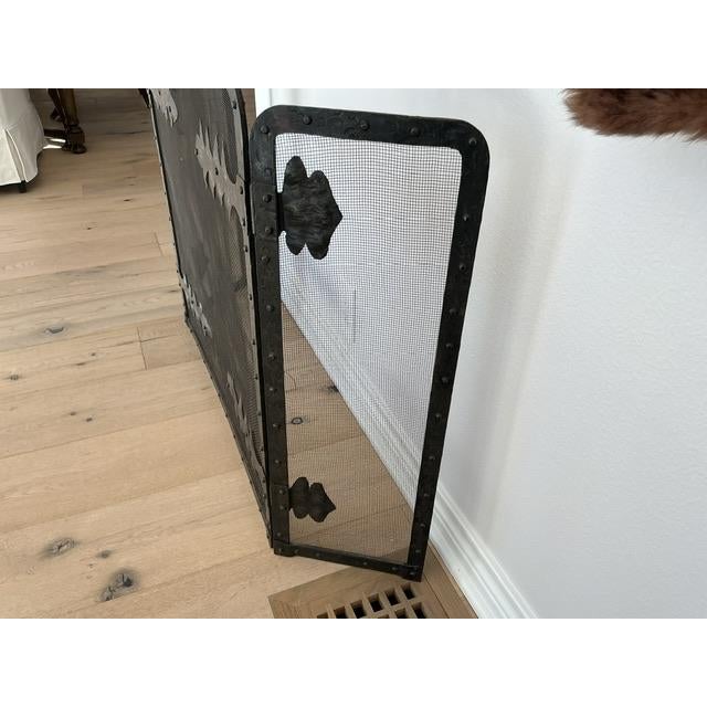 Metal Antique Iron Arts & Crafts Fireplace Screen For Sale - Image 7 of 7