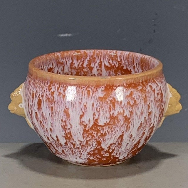 Chinese Vintage Flambé Glazed Porcelain Teacup – Double Beast-Head Handles For Sale - Image 3 of 9