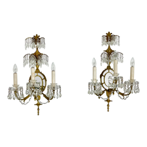 Pair of Vintage French-Style Crystal Wall Sconce