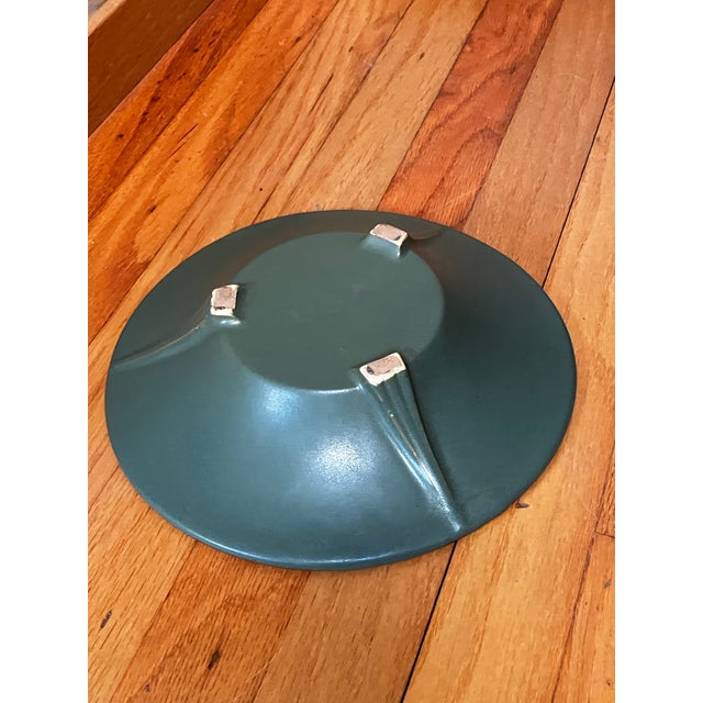 Green Set of Two 1920s Brush McCoy Art Pottery Pieces Large Vase and Flower Dish For Sale - Image 8 of 11