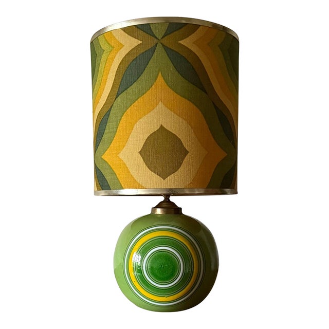 Space Age Green Ceramic Table Lamp, Italy 1960s For Sale