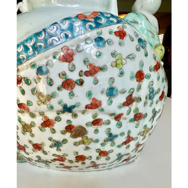 Antique Qing Chinese Famille Rose Porcelain Statue Laughing Buddha For Sale - Image 14 of 17