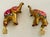 Pair of vintage handmade bejeweled elephant good luck figurines mounted on brass bases as lamp finials.