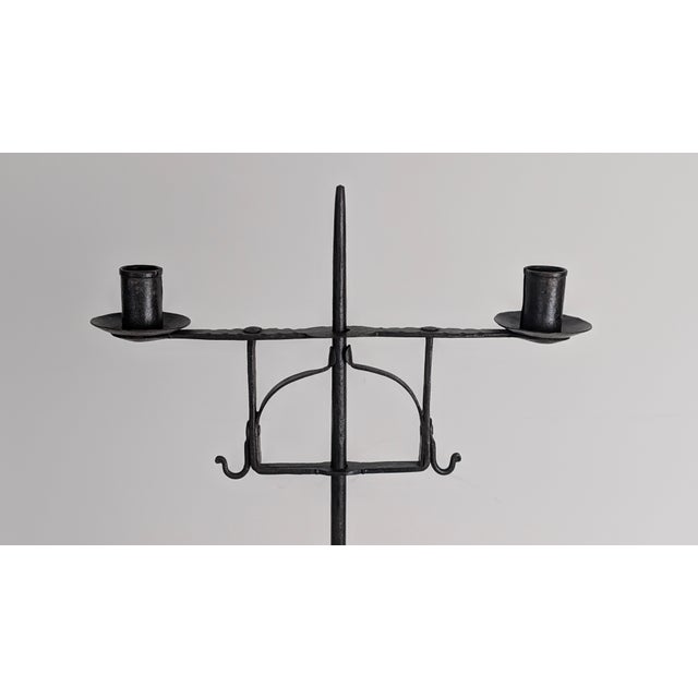 18th Century 18th C. English Hand Forged Iron Candleholder For Sale - Image 5 of 10