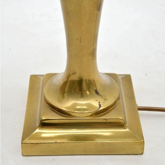 Cream Vintage Brass Table Lamps, 1970s, Set of 2 For Sale - Image 8 of 9