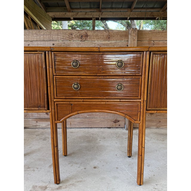 Contemporary Late 20th Century Coastal Organic Modern Refinished Rattan Sideboard by E. Murio, Manila For Sale - Image 3 of 12