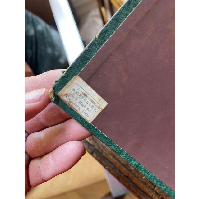 Set of Four (4) Antique Green Decorative Books Pretty Old Bookstack For Sale - Image 10 of 10