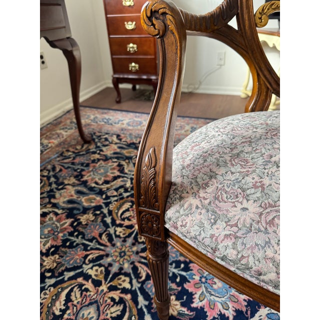 Mid 20th Century Pair Hickory Chair Anthenion Accent Arm Chairs Gold Gilt Floral Upholstered For Sale - Image 10 of 12