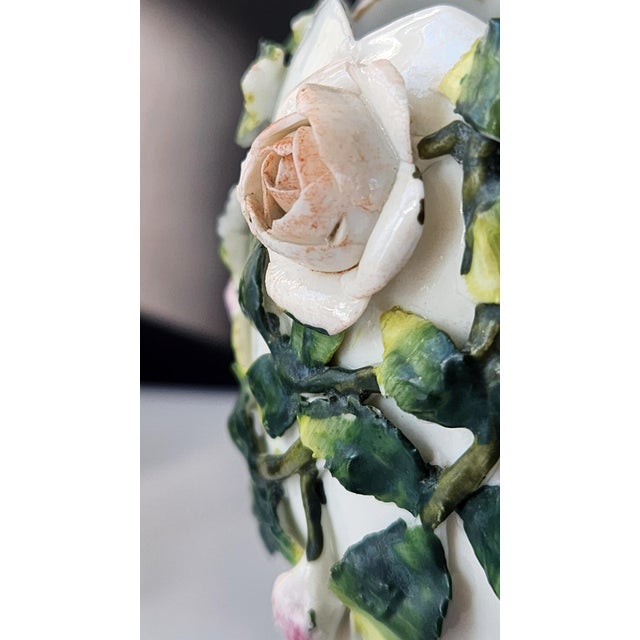 Antique Continental Porcelain Vase With Applied Roses, Art Nouveau, Circa 1900 For Sale - Image 10 of 17