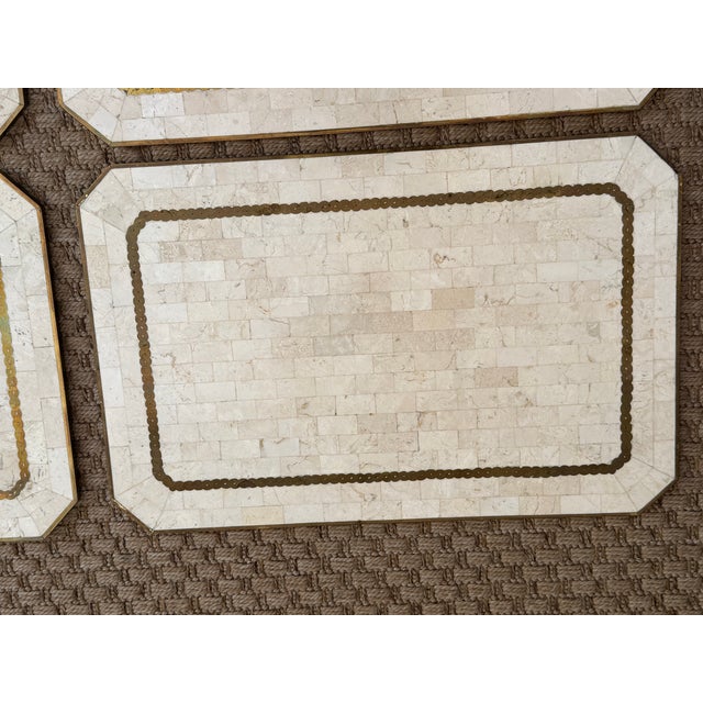 Metal 1980s Tessellated Stone Placemats From Maitland-Smith - Set of 5 For Sale - Image 7 of 12