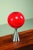 Large model Erco Space Age table lamp from the 70’s and made of aluminum and red glass shade. Refined design from a well...