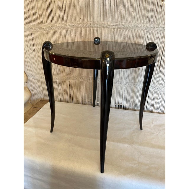 Art Deco High Lacquered Macassar and Mother of Pearl Side Table by Leon Jallot For Sale - Image 13 of 18