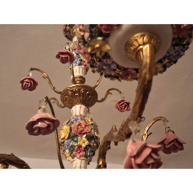 Mid-Century Modern Vintage Six-Arm Chandelier in Gilt Brass For Sale - Image 3 of 10