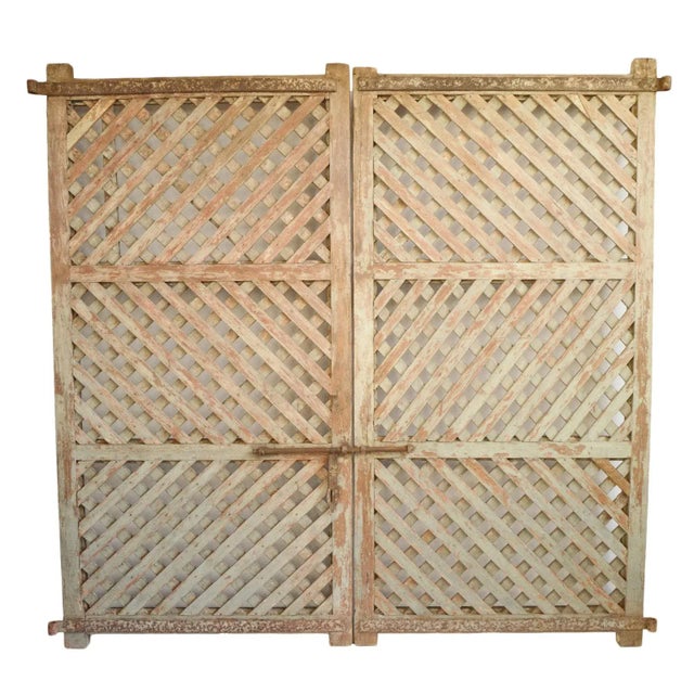 Vintage Indian Lattice Wood Door Gate For Sale In Los Angeles - Image 6 of 7