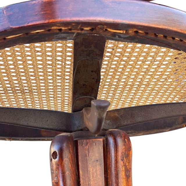 Wood Early 20th Century Vienna Secession Bent Oak & Cane Swivel Desk Chair No 11 by Thonet For Sale - Image 7 of 8