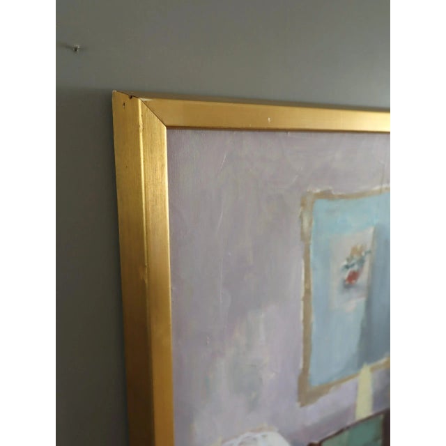 1964 Mid-Century Modern 'Interior With Desk' Original Vintage Swedish Interior Scene Oil Painting, Framed For Sale - Image 6 of 12