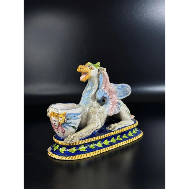Antique Italian Majolica Dragon Stand, 1890s For Sale - Image 5 of 11