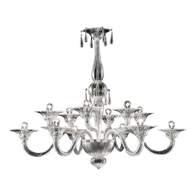 Transparent Venetian Murano Glass Chandelier by Simoeng For Sale