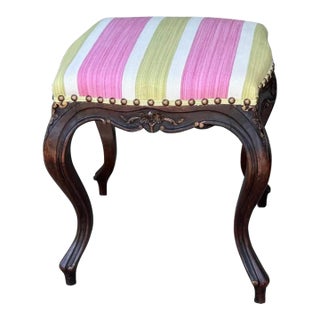 Antique French Provincial Carved Walnut Footstool For Sale