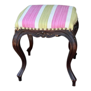 Antique French Provincial Carved Walnut Footstool