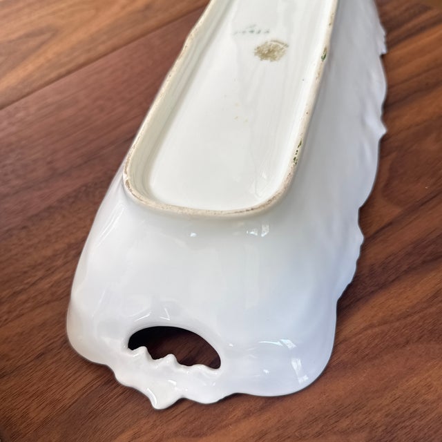 Antique p.t. Germany Tettau Porcelain Celery Dish, Magenta Floral Relish Tray, Circa 1902 For Sale - Image 12 of 12