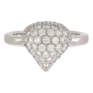 Chopard Pave Diamonds 18k White Gold Dome Ring Size 4 For Sale