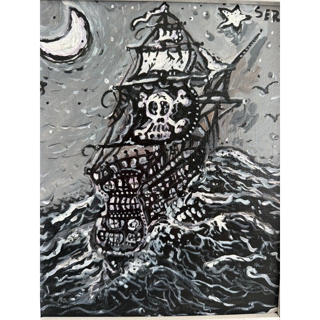 Serg Graff “Pirate Ghost Ship” Original Painting, Ship Seascape, Nautical Art For Sale - Image 9 of 9