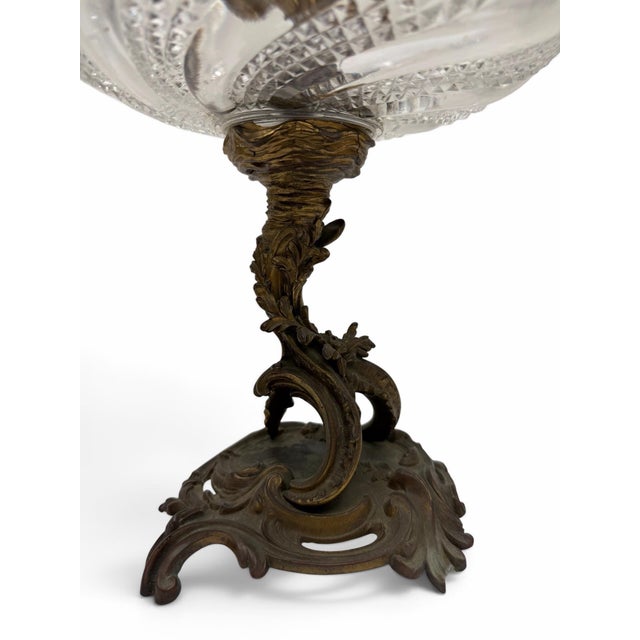 French Vintage French Cut Crystal & Gilt Bronze Epergne Centerpiece For Sale - Image 3 of 10