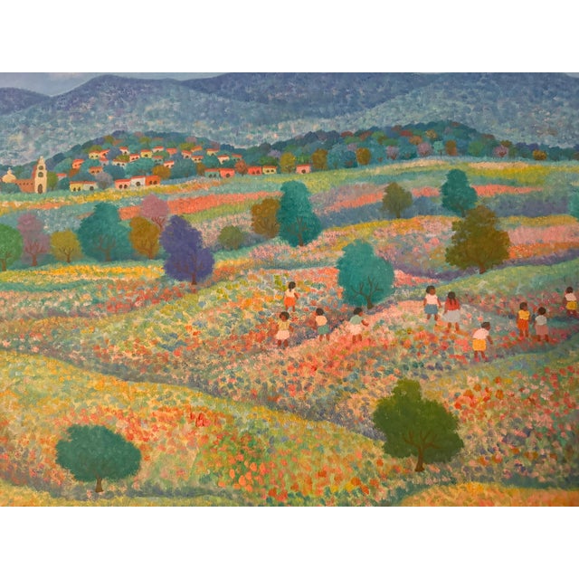 Late 20th Century Late 20th Century Landscape With Village Oil Painting by Aurelio Pescina For Sale - Image 5 of 8