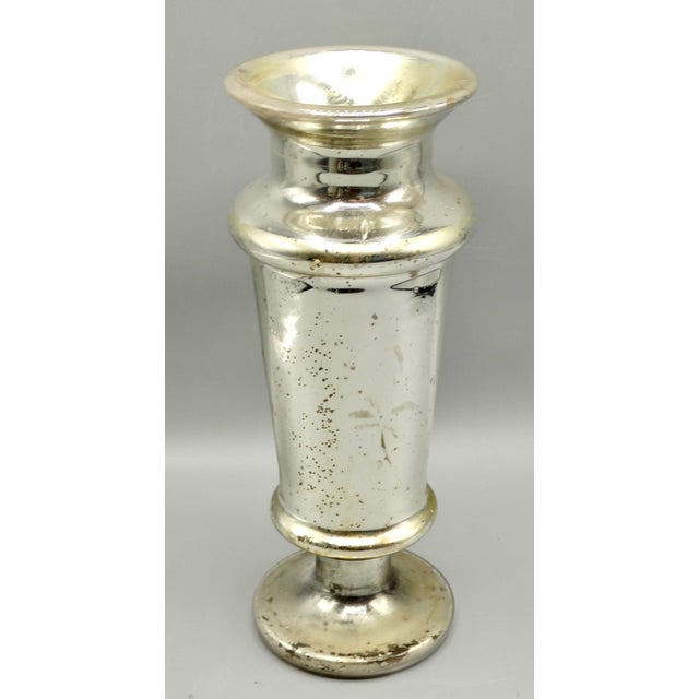 19th-Century Mercury Glass Vase Hand Painted For Sale - Image 4 of 9