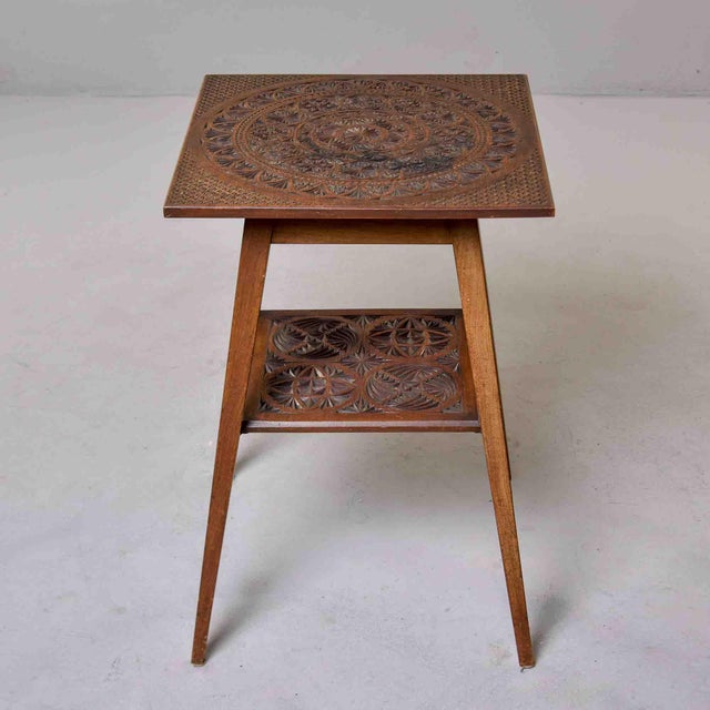 Chip-Carved Two-Tier Occasional Table, Circa 1910s For Sale - Image 9 of 11