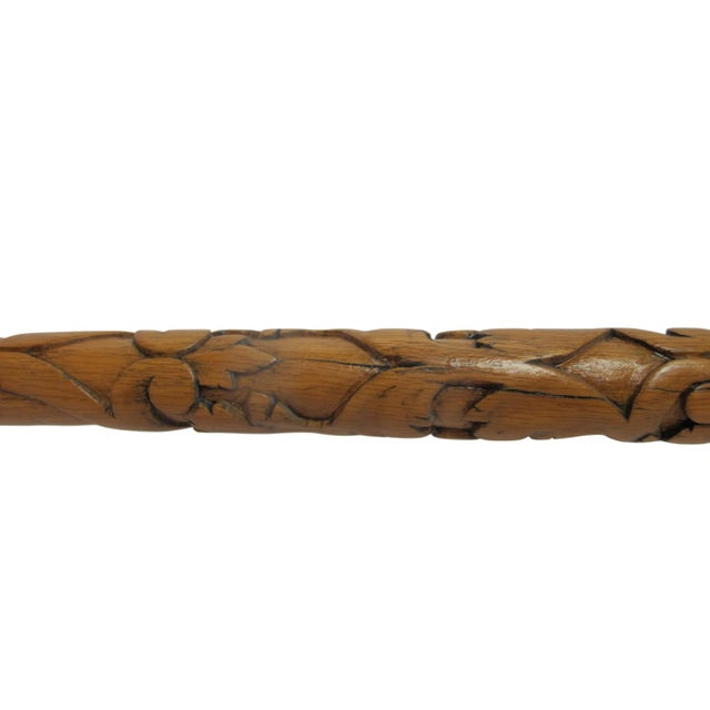 Antique Folk Art Carved Wood Dog Animal & Bearded Man Double Face Walking Stick For Sale In Portland, OR - Image 6 of 10