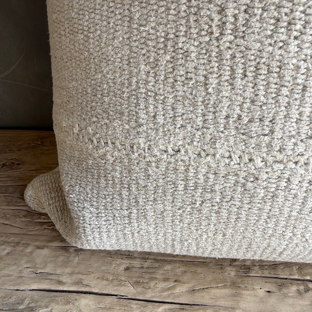 Vintage Turkish Hemp Rug Pillow 24" X 24" With Down Insert For Sale - Image 4 of 7
