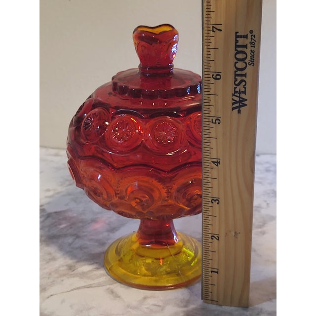 20th Century Le Smith Moon & Stars Amberina Compote Lidded Compote For Sale - Image 16 of 17
