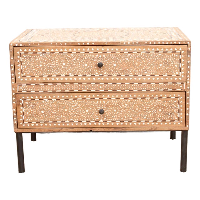 One-of-a-Kind Heritage Inlay Chest of 2 Drawers For Sale