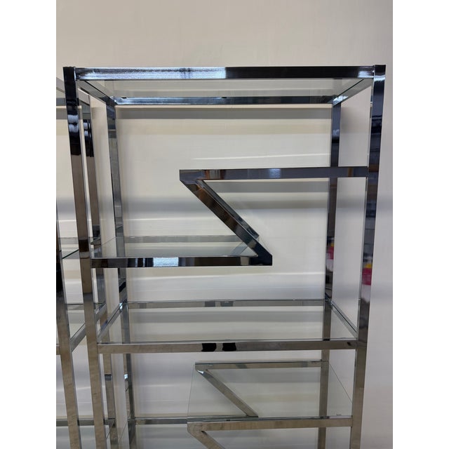 Design Institute America Chrome and Glass Etageres / Bookcases, 1970s - A Pair For Sale - Image 12 of 14