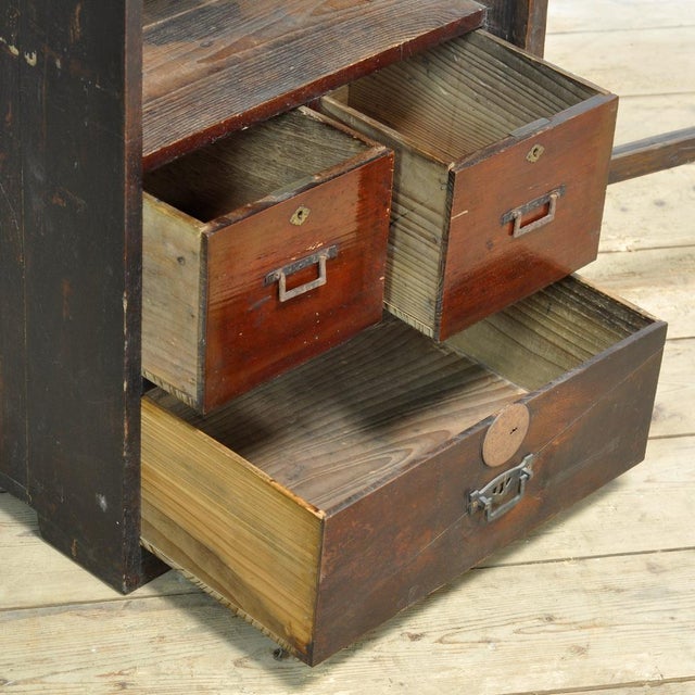 Wood Small Japanese Display Cabinet, 1925 For Sale - Image 7 of 14
